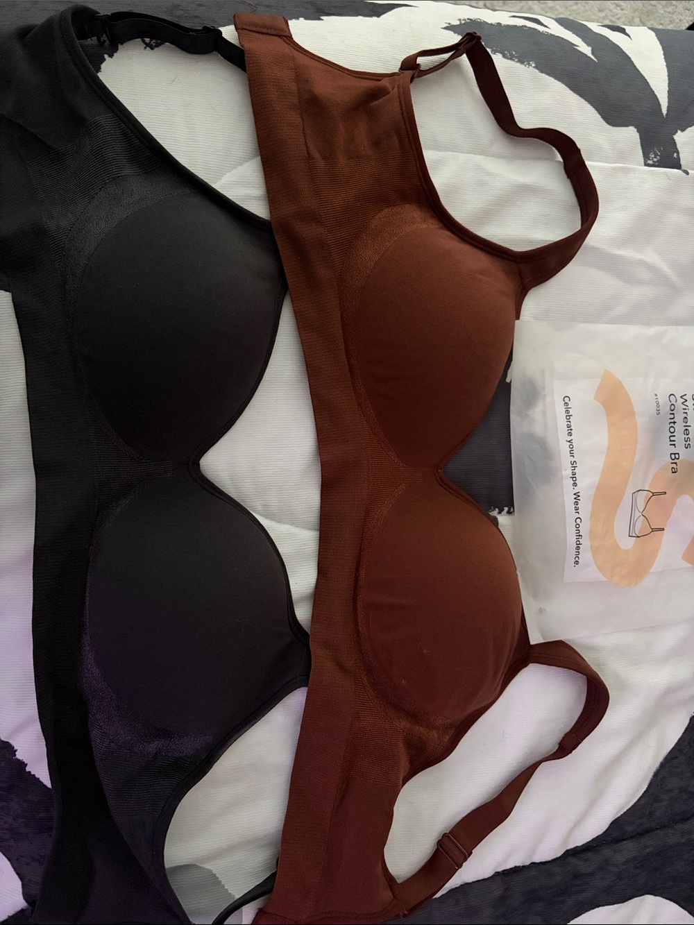 Shapermint Wireless Contour Bras in Black & Brown